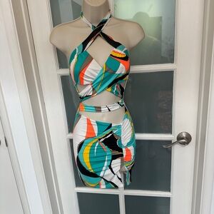 Colorful Halter Neck Dress